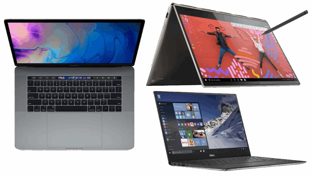 laptops123 Φωτογραφία με τρεις σύγχρονους φορητούς υπολογιστές σε διαδοχική σειρά.