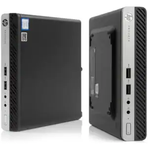Εξωτερικός υπολογιστής HP ProDesk με USB θύρες και ασύρματη σύνδεση.