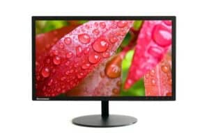 Οθόνη υπολογιστή με εικόνα σταγόνων νερού σε φύλλα, καθαρή και φωτεινή, ιδανική για εργασία και ψυχαγωγία.